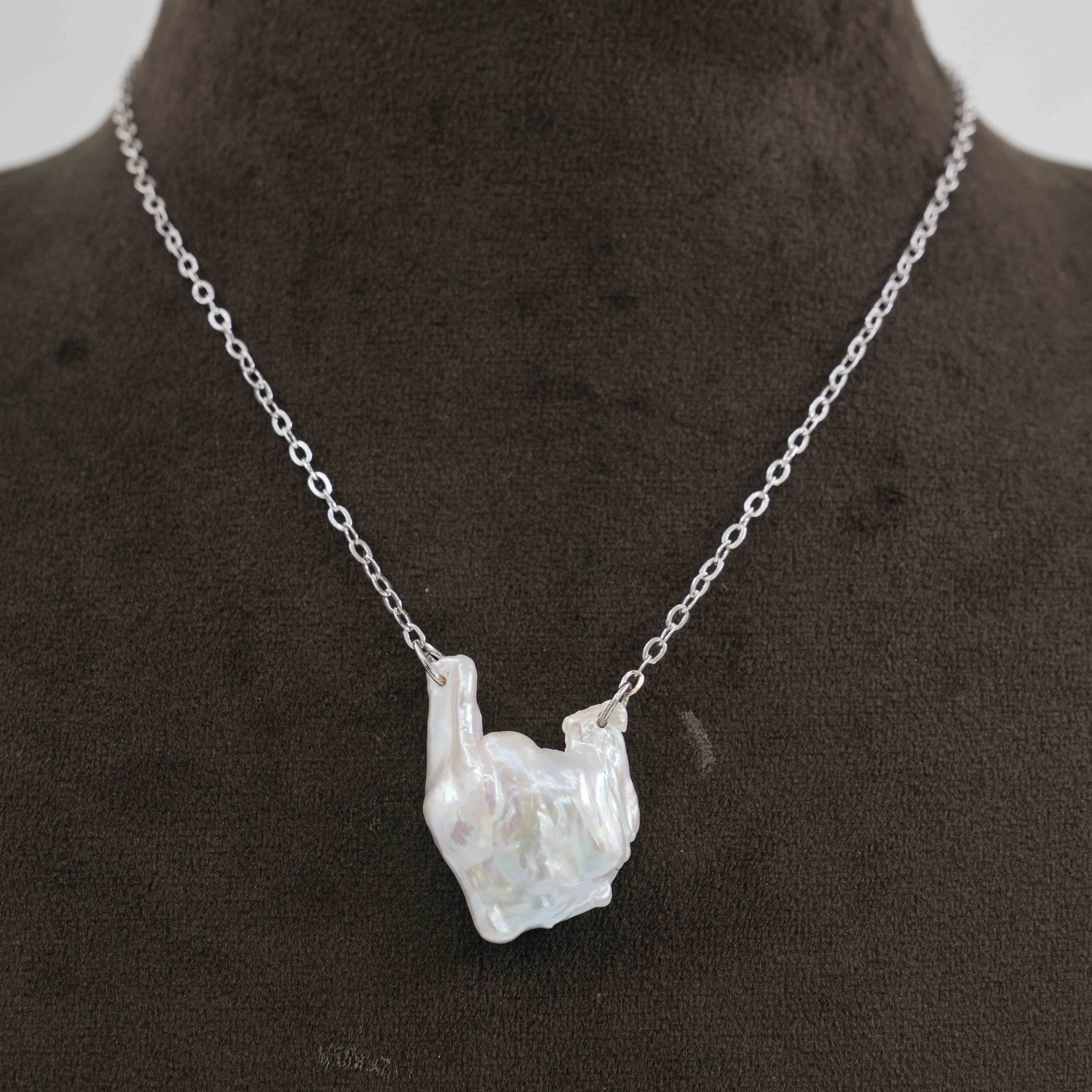 The Pearl Atelier by Kabra Pearls - 92.5 Silver Chain with Baroque Pearl Pendant